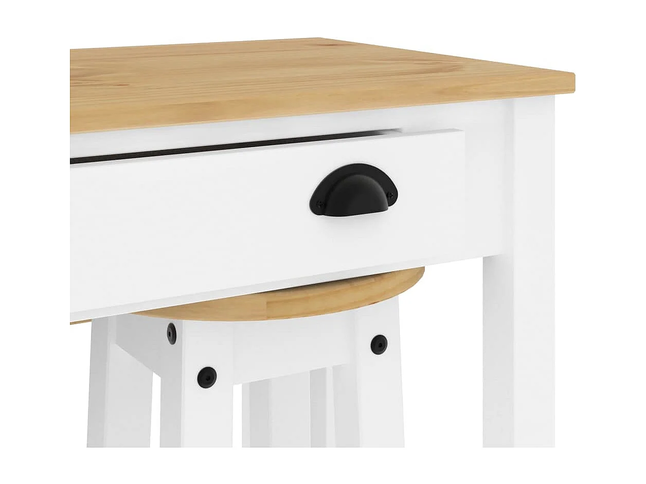 3-delige Barset massief grenenhout wit