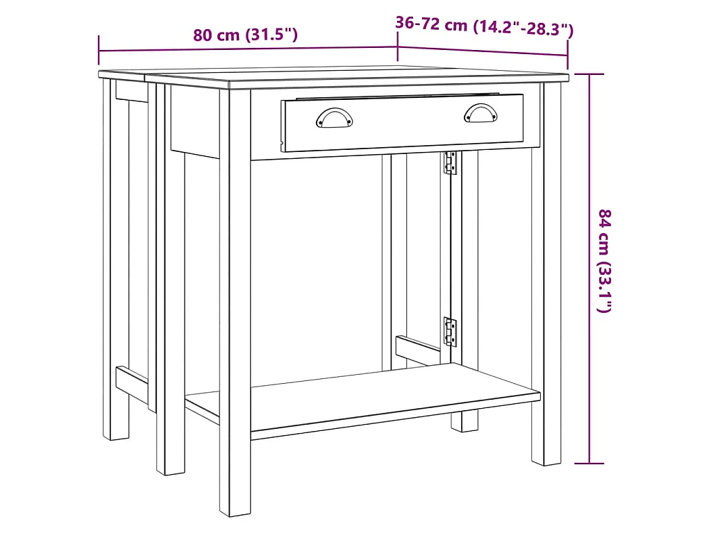 3-tlg. Bar-Set Weiß Massivholz Kiefer