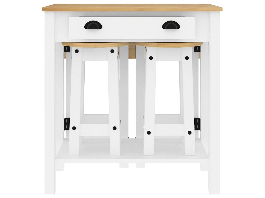 3-tlg. Bar-Set Weiß Massivholz Kiefer