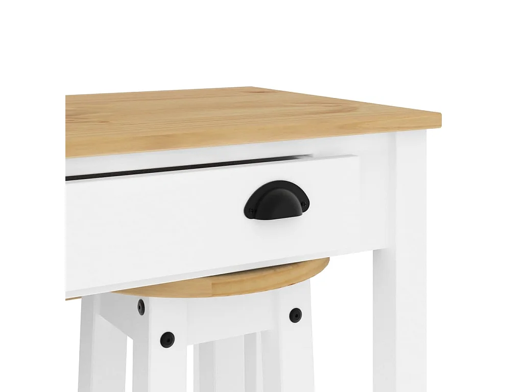 3-tlg. Bar-Set Weiß Massivholz Kiefer