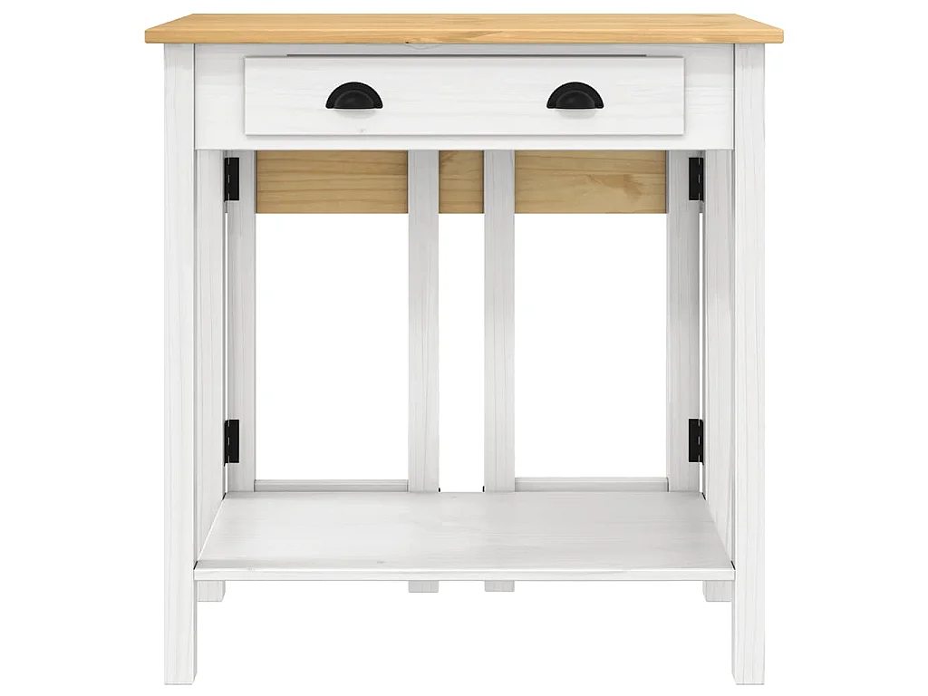 Ensemble de bar 3 pcs blanc bois de pin massif