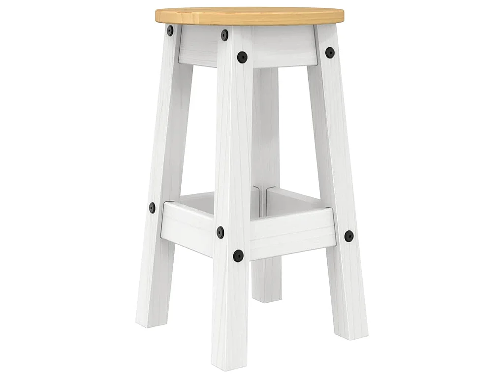 Ensemble de bar 3 pcs blanc bois de pin massif