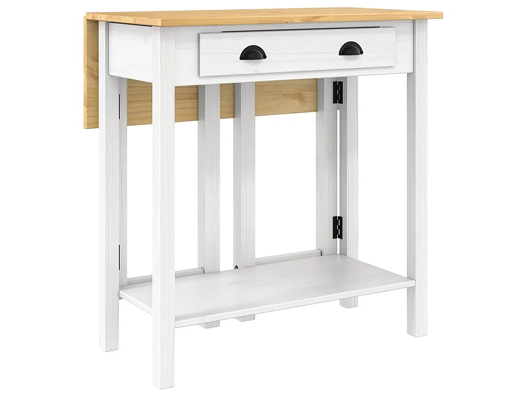 Ensemble de bar 3 pcs blanc bois de pin massif