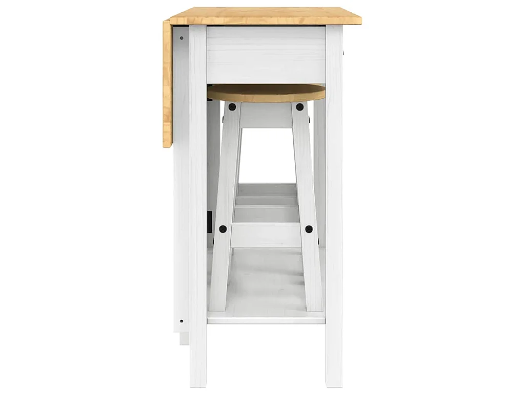 Ensemble de bar 3 pcs blanc bois de pin massif
