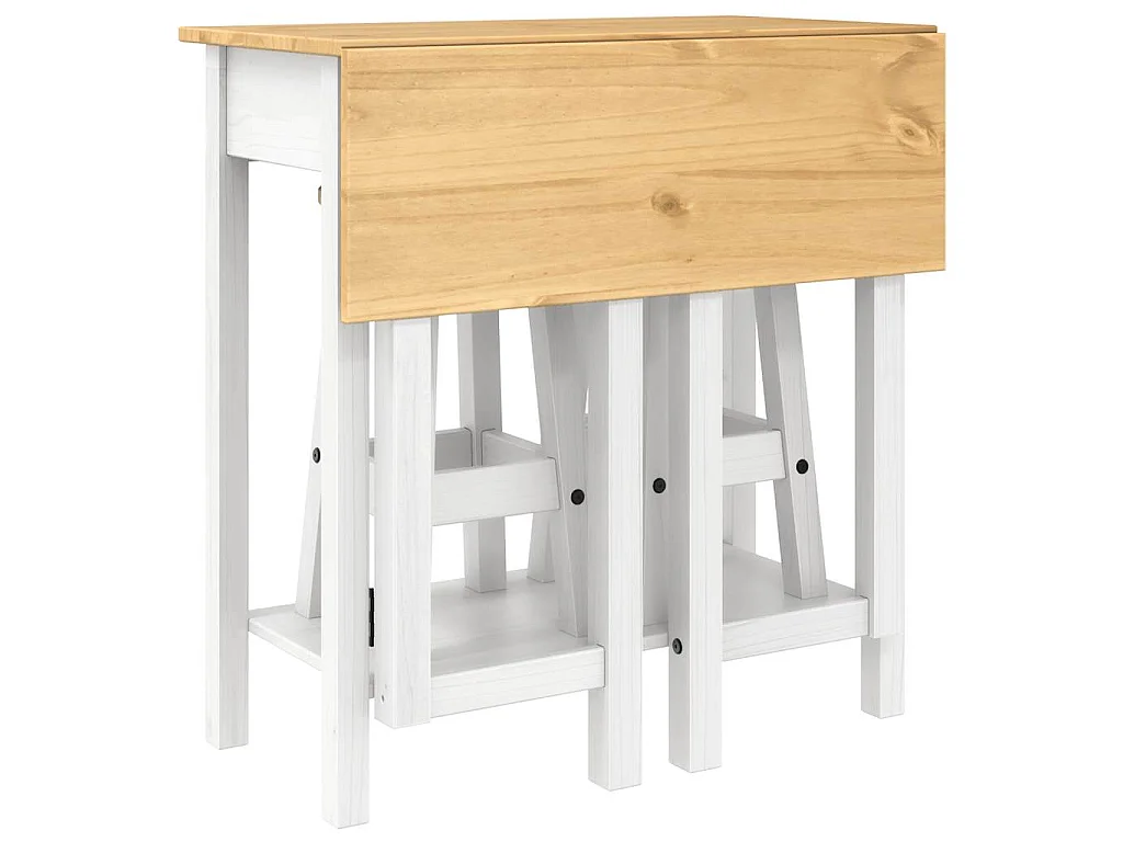 3-tlg. Bar-Set Weiß Massivholz Kiefer