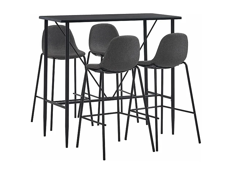 5 pcs conjunto de bar tecido cinzento-escuro