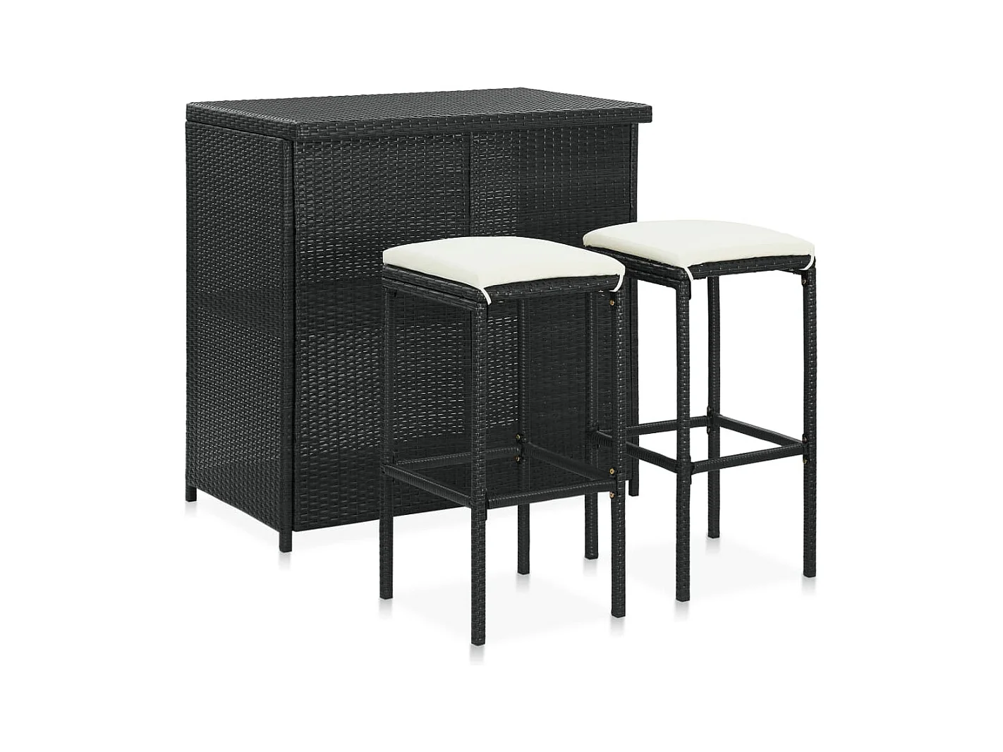 Ensemble de bar 3 pcs Résine tressée Noir