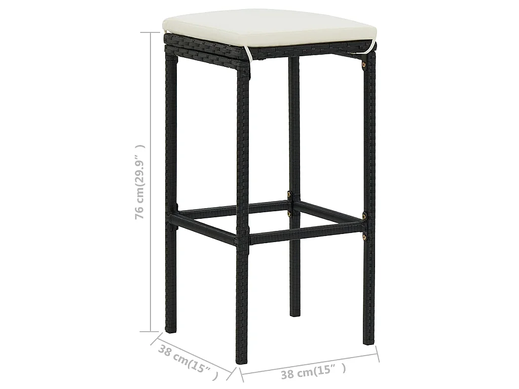 Ensemble de bar 3 pcs Résine tressée Noir