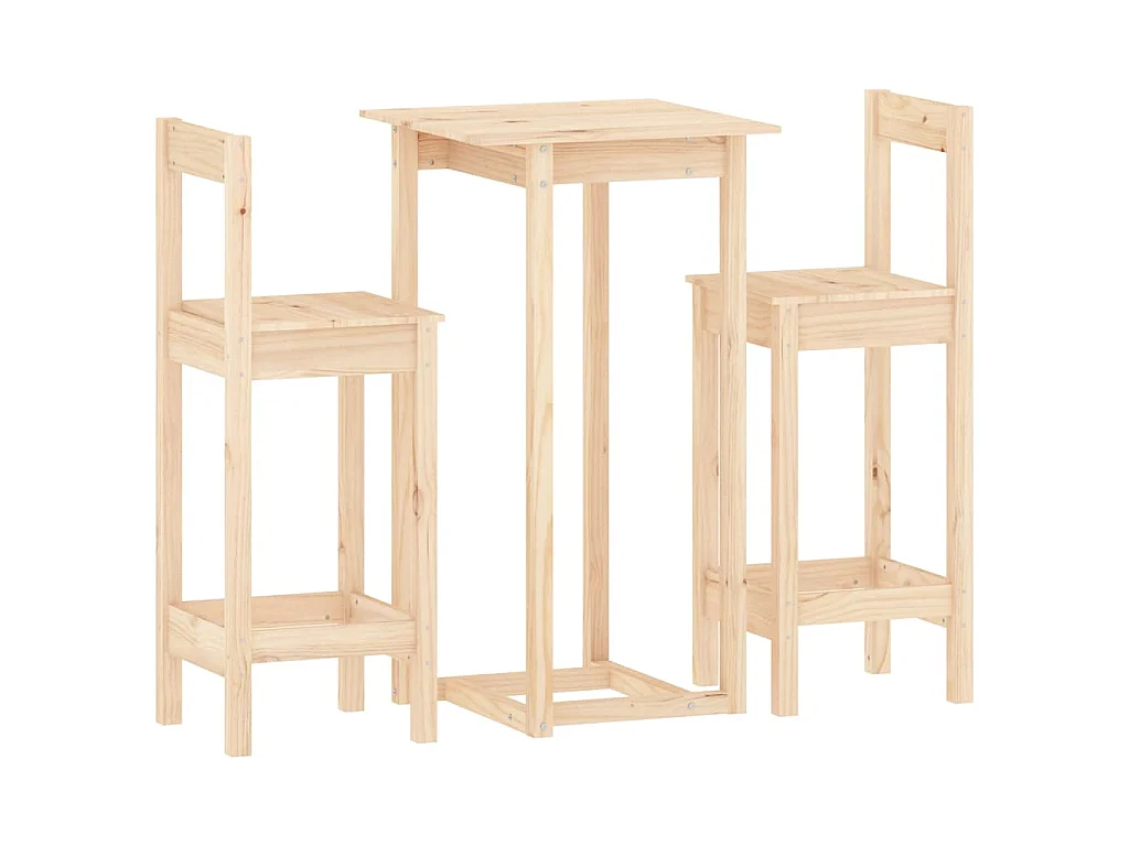 3-tlg. Bar-Set Massivholz Kiefer