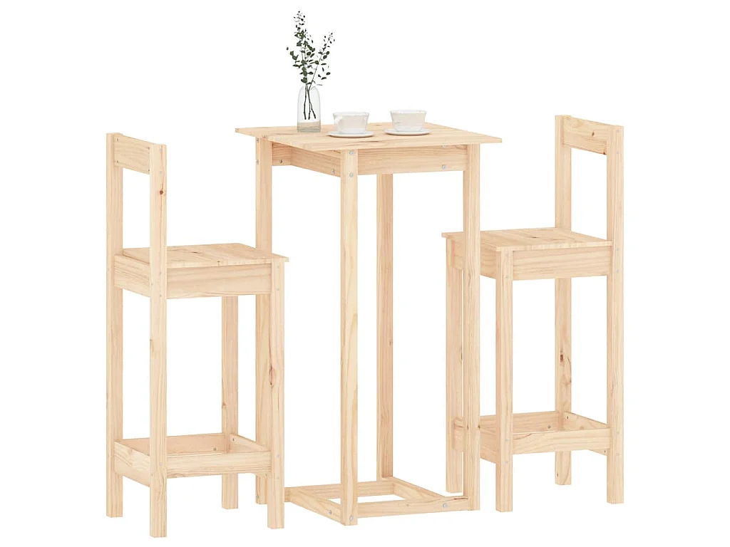 3-tlg. Bar-Set Massivholz Kiefer