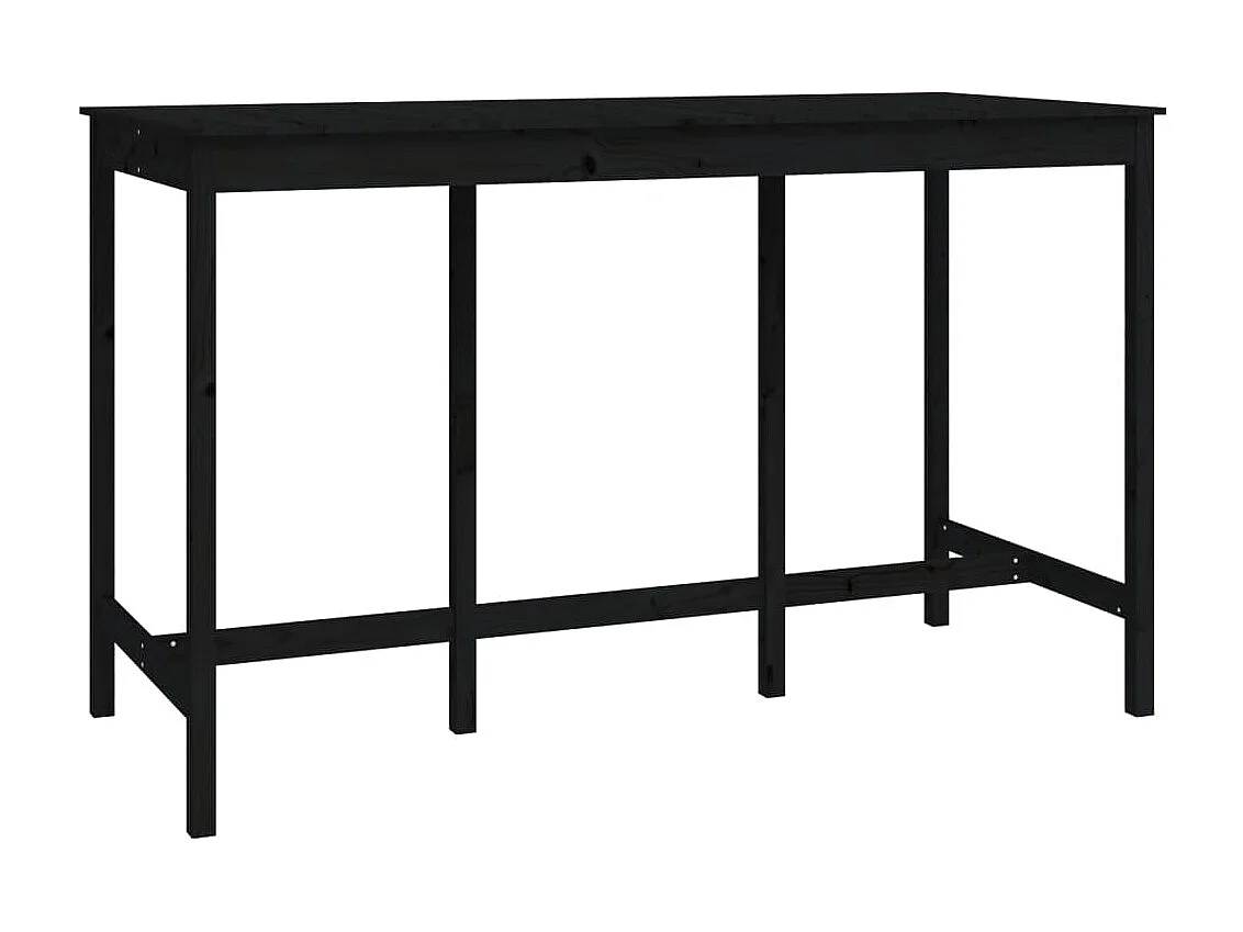 Ensemble de bar 9 pcs Noir Bois de pin massif