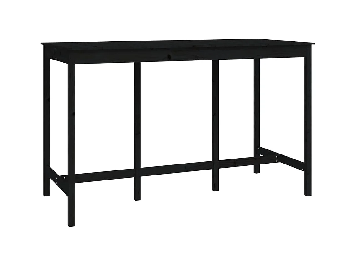 Ensemble de bar 9 pcs Noir Bois de pin massif