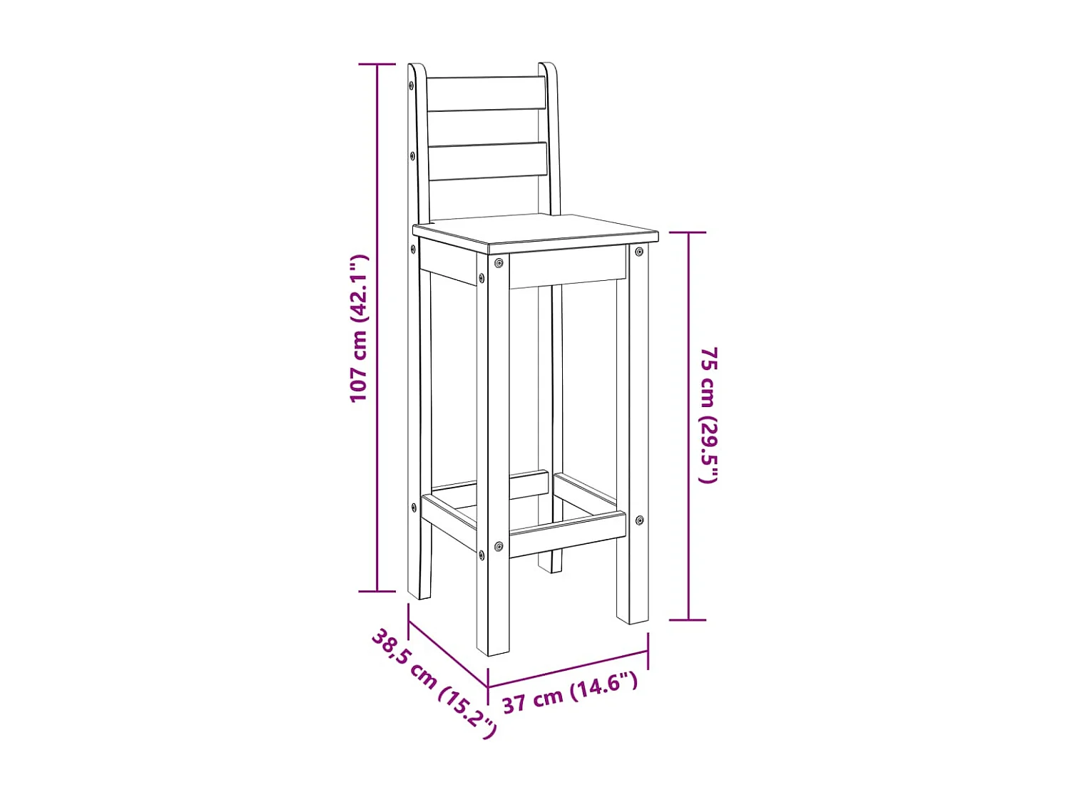 Taburetes altos 2 uds madera maciza de pino gris