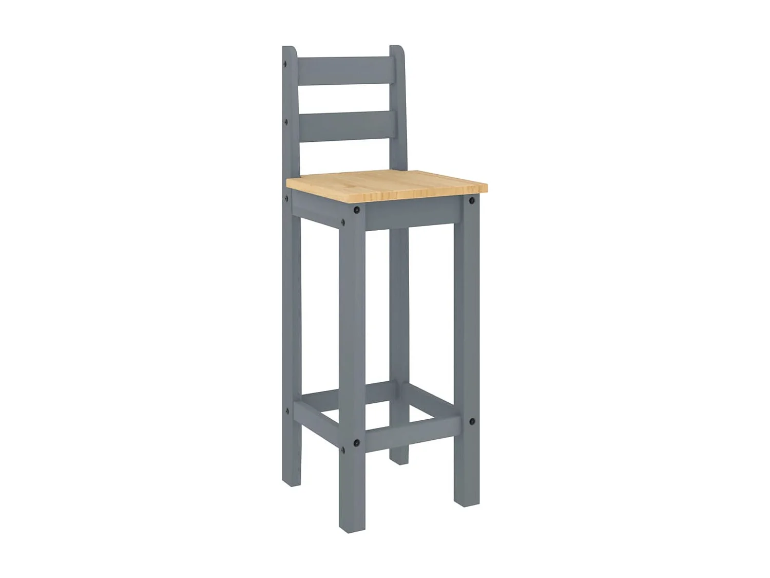 Chaises de bar lot de 2 gris bois de pin solide