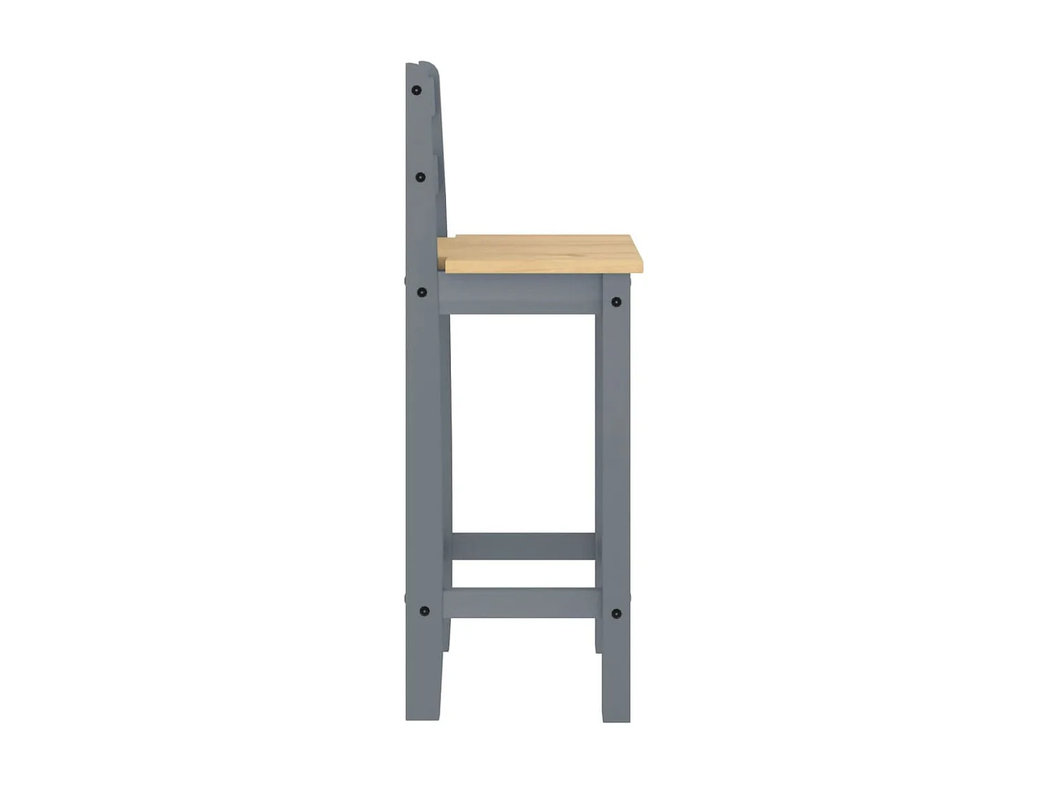 Chaises de bar lot de 2 gris bois de pin solide