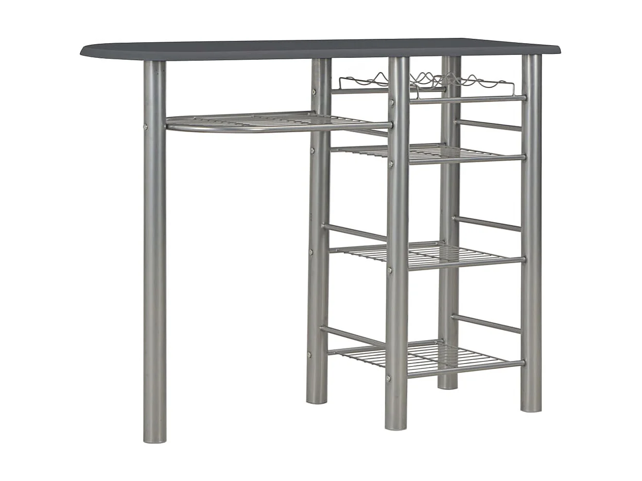 3-tlg. Bar-Set mit Regalen Holz und Stahl Schwarz