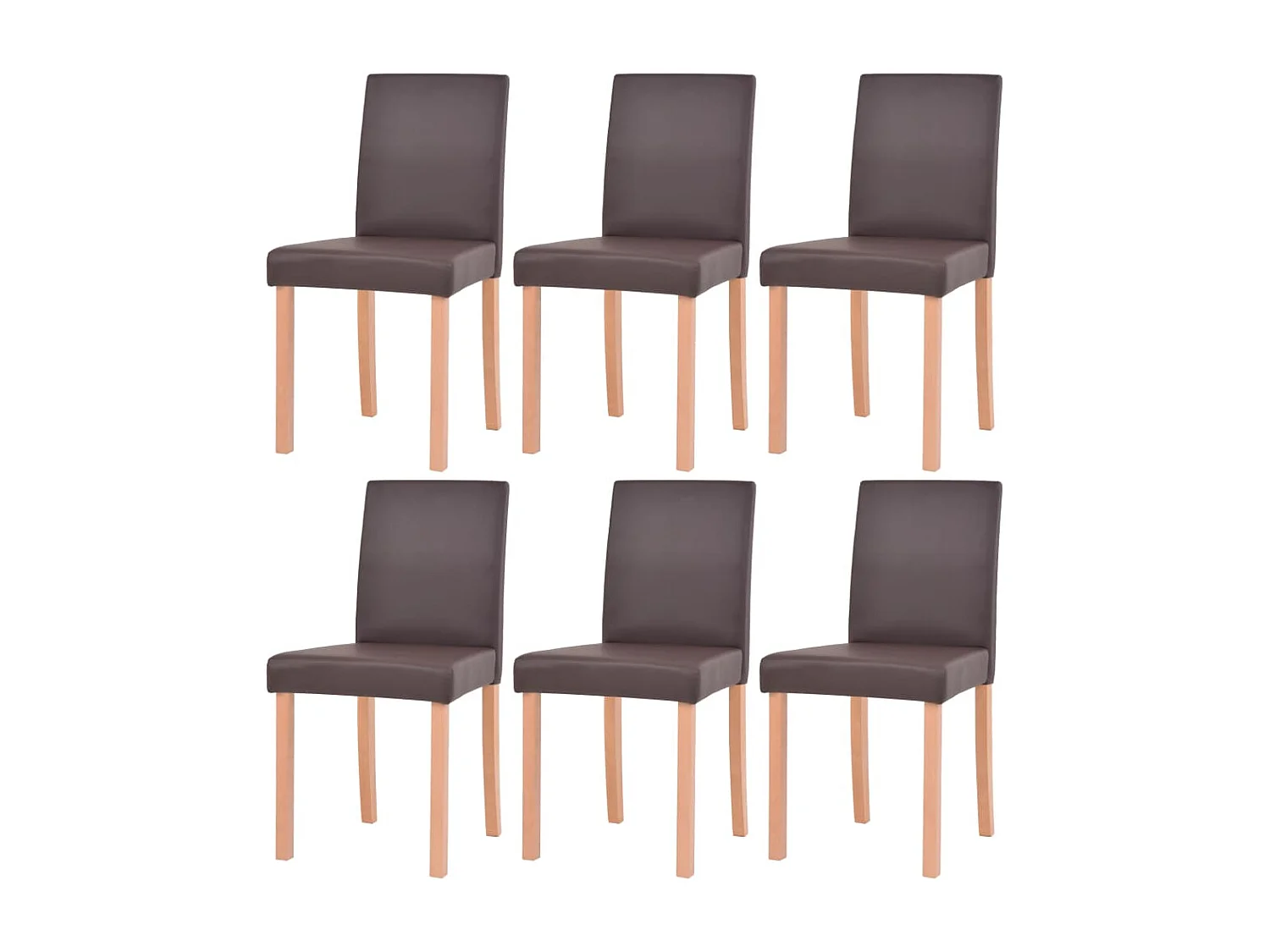Table et chaises 7 pcs Cuir synthétique Chêne Marron