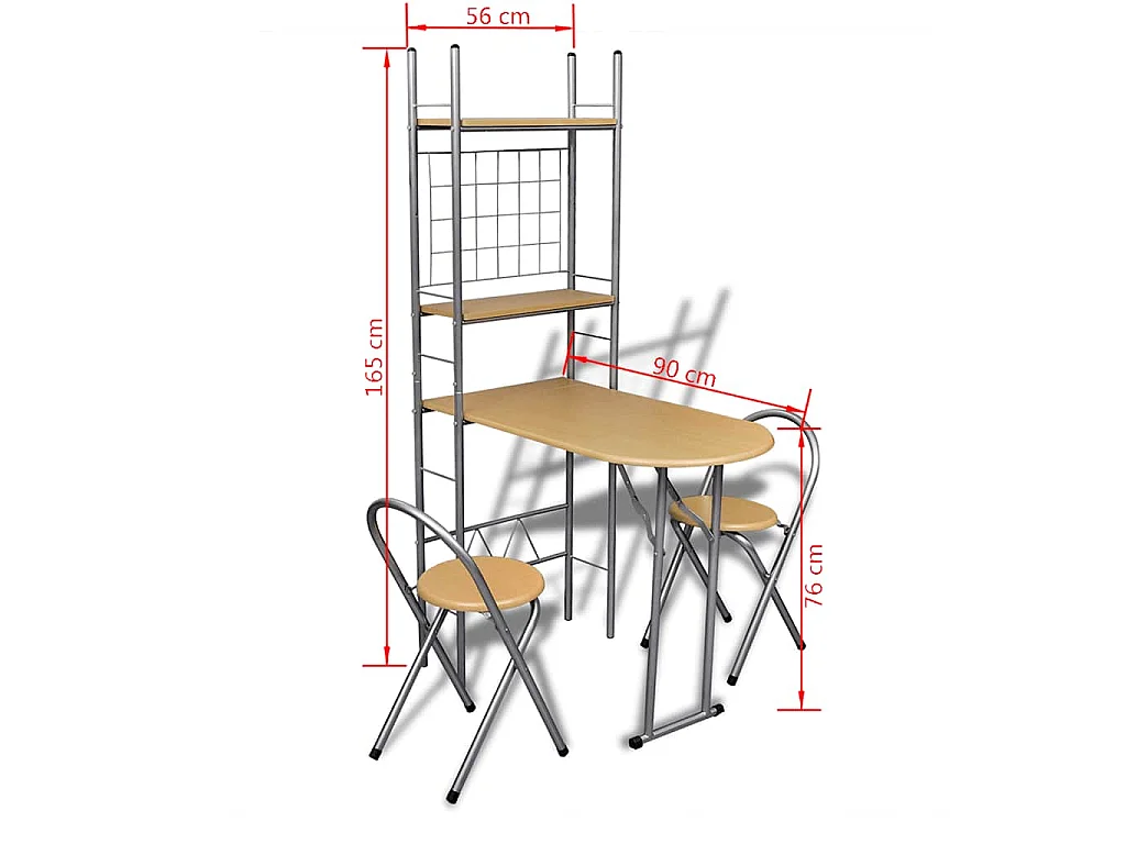 Jeu de bar petit-déjeuner pliable avec 2 chaises