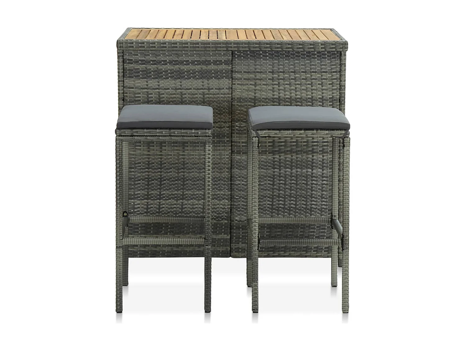 3-tlg. Bar Set Poly Rattan Grau