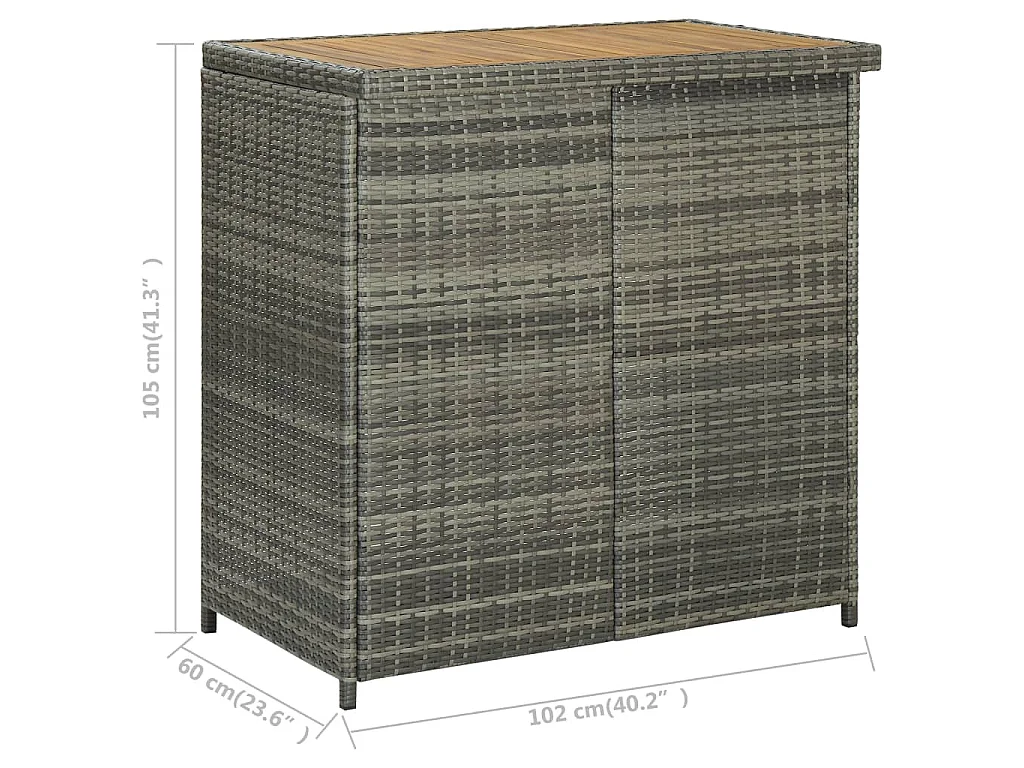 Ensemble de bar 3 pcs Résine tressée Gris