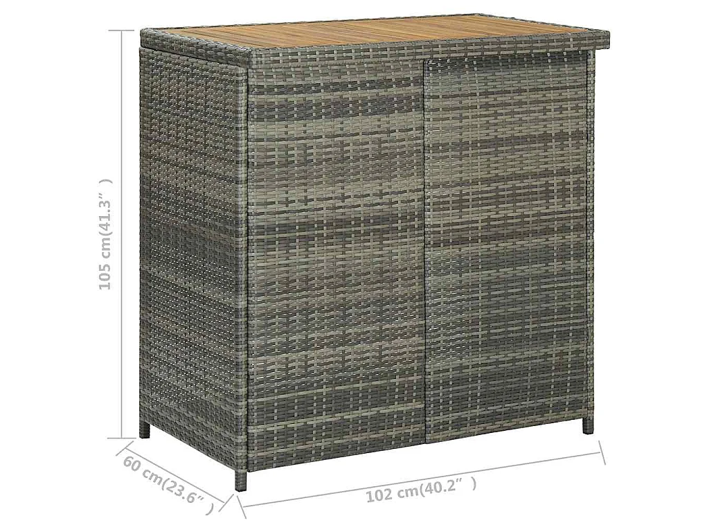 Ensemble de bar 3 pcs Résine tressée Gris