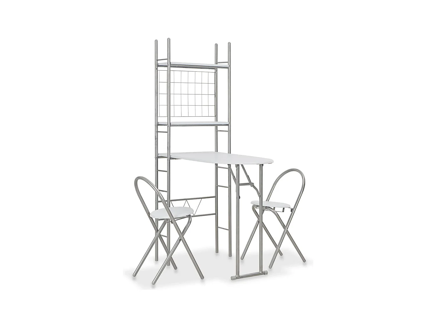 Ensemble à dîner pliant 3 pcs et étagère de rangement MDF acier