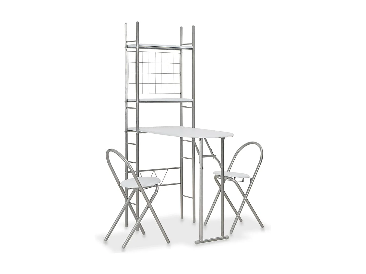 3-delige Eethoek inklapbaar met opbergrek MDF en staal wit