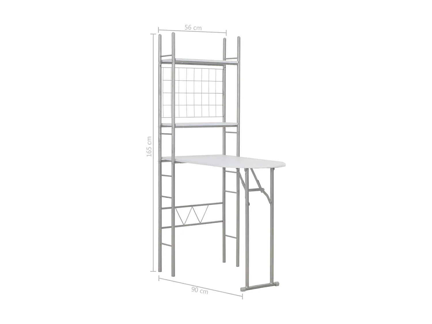 3-delige Eethoek inklapbaar met opbergrek MDF en staal wit