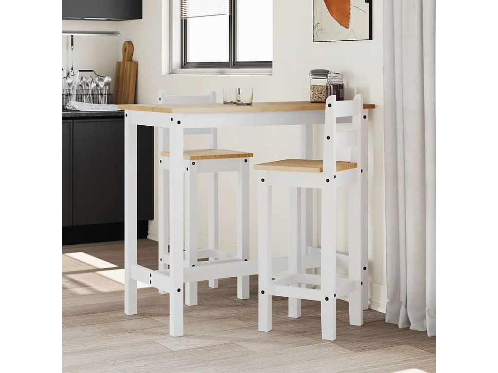 Barstoelen 2 st massief grenenhout wit