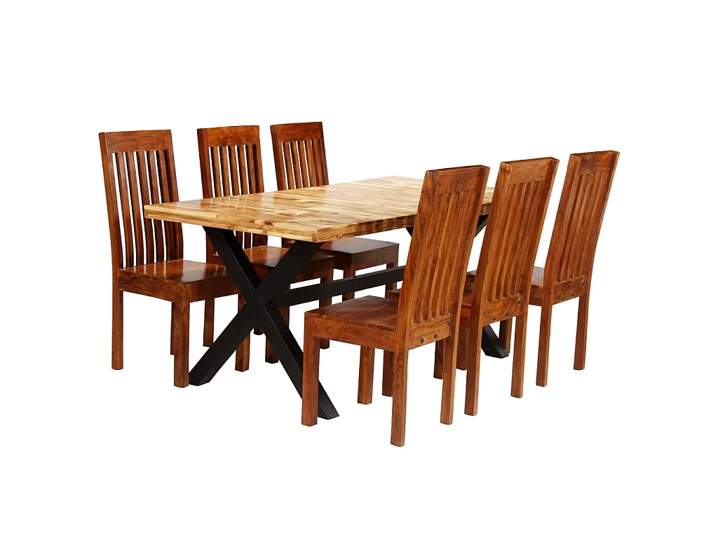 Ensemble de tables à manger 7 pcs Manguier et acacia massif
