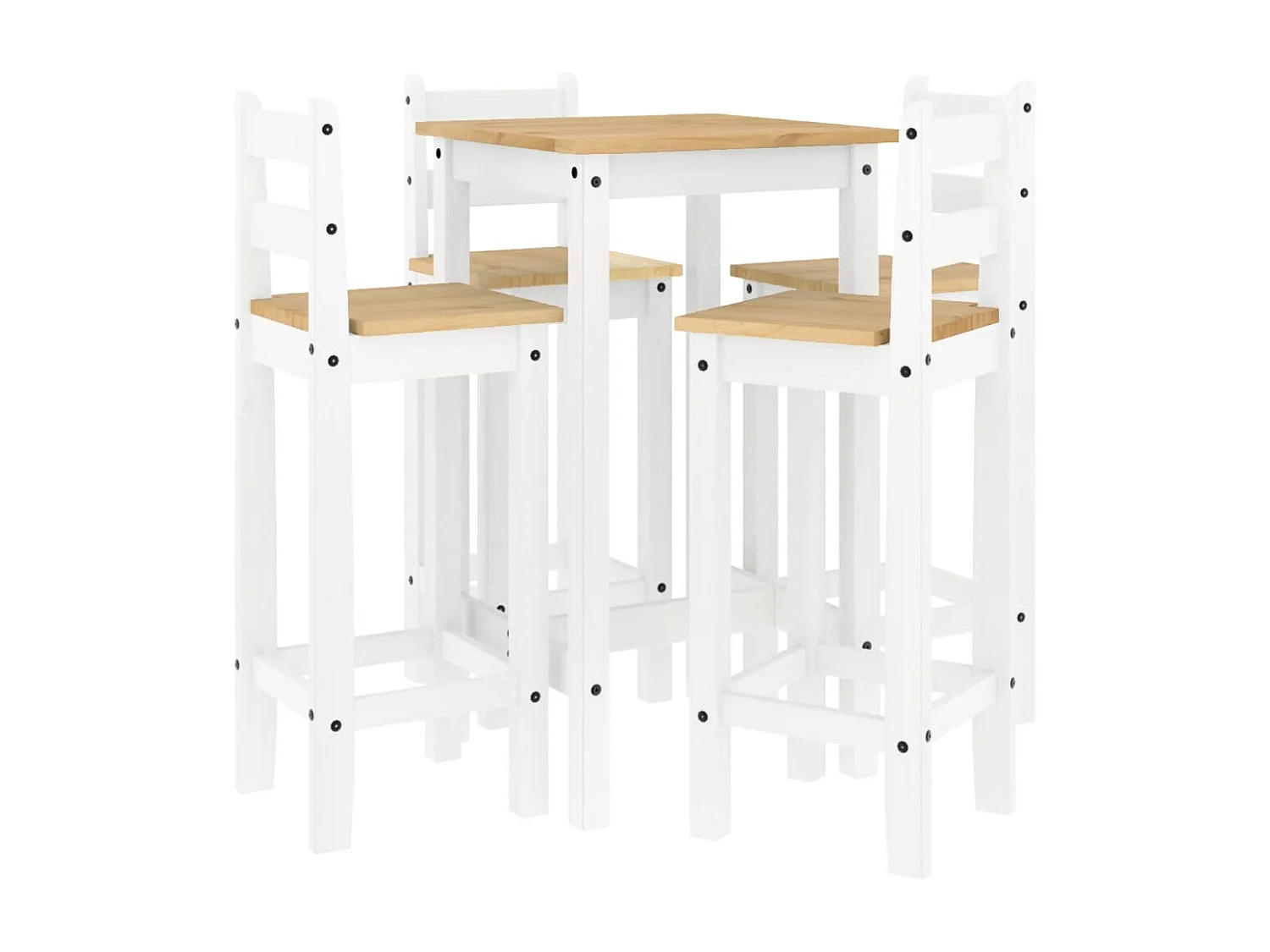 Ensemble de bar 5 pcs Blanc Bois de pin massif
