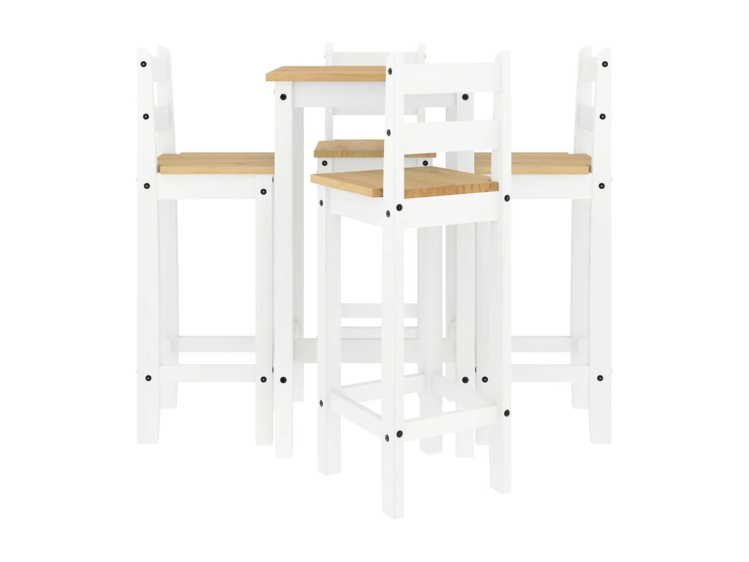 Ensemble de bar 5 pcs Blanc Bois de pin massif