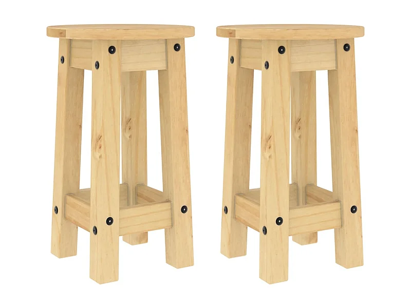 Sgabelli da Bar 2 pz in Legno Massello di Pino