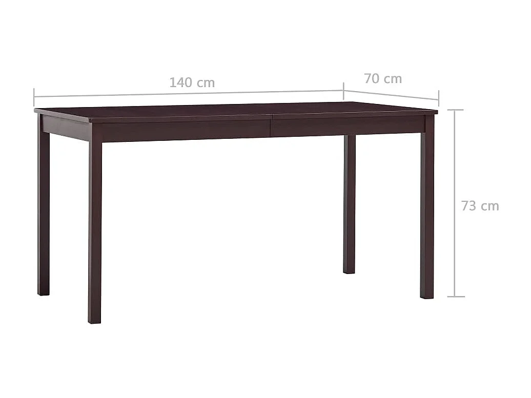 7 pcs conjunto de jantar em madeira de pinho castanho-escuro