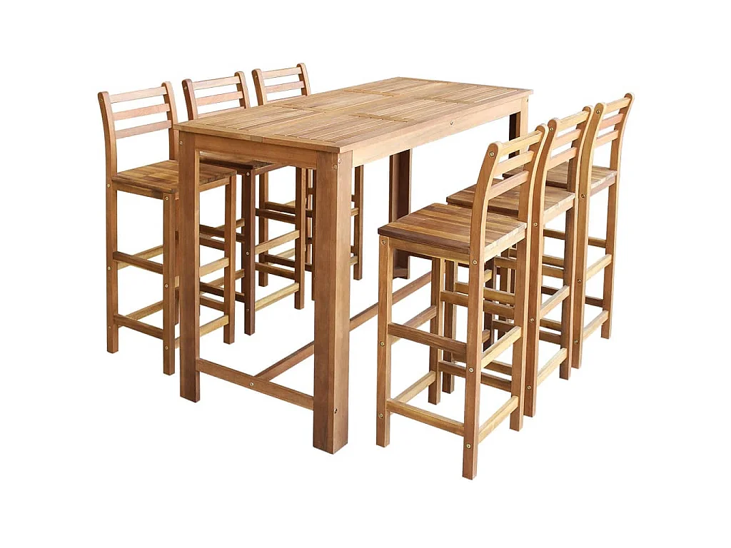 Table et chaises de bar 7 pcs Bois d'acacia massif