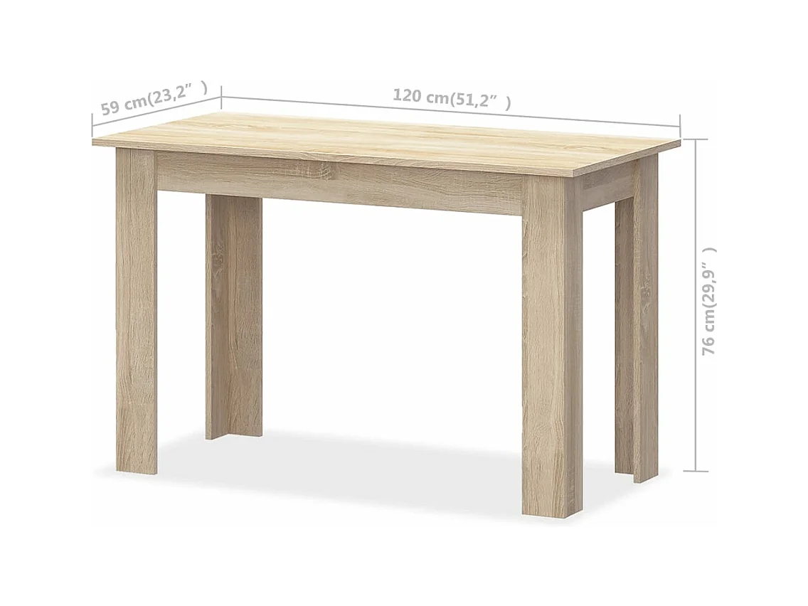 Eettafel en banken 3 st bewerkt hout eikenkleurig