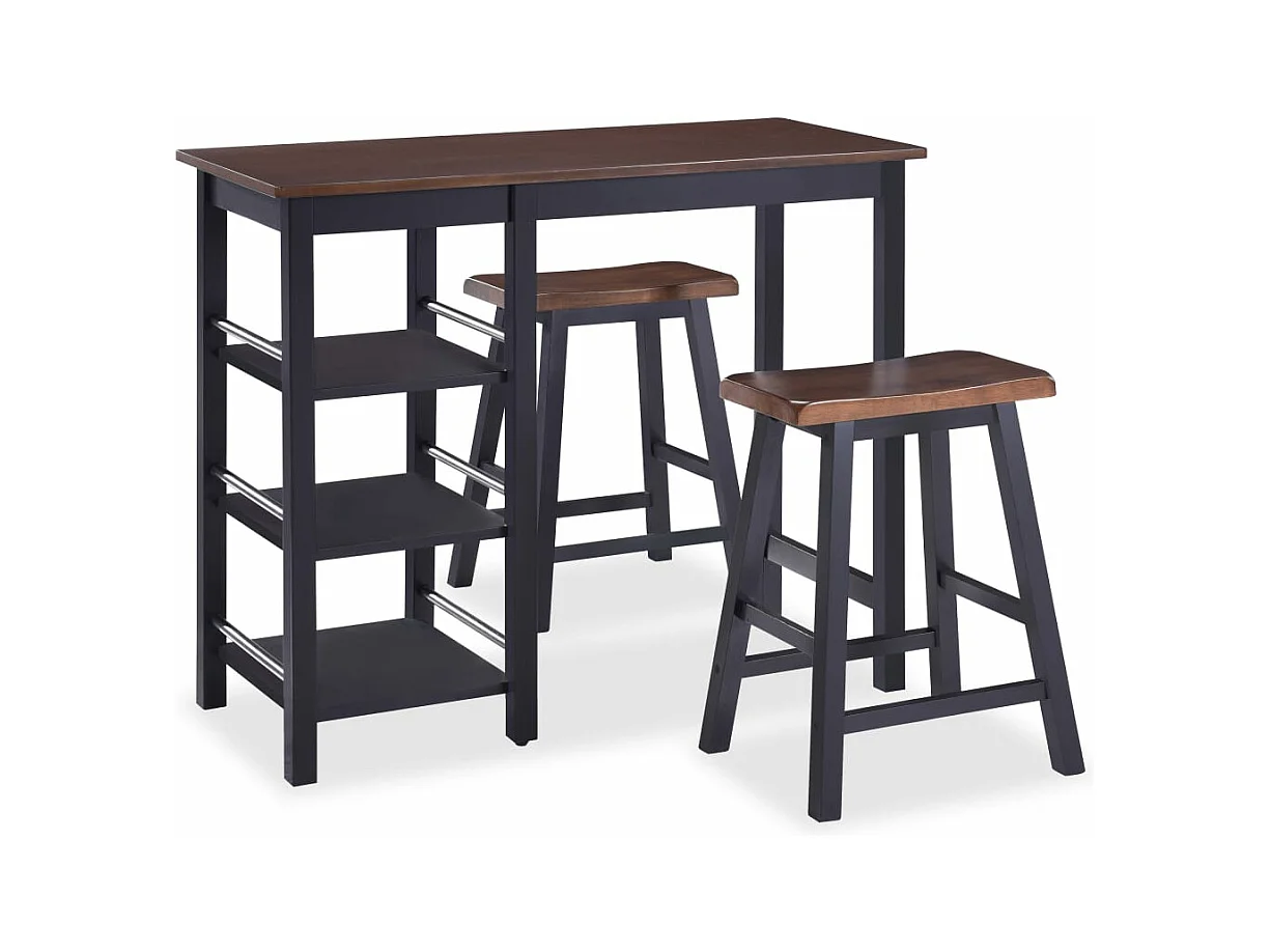 Conjunto de mesa alta de cocina 3 piezas MDF negro