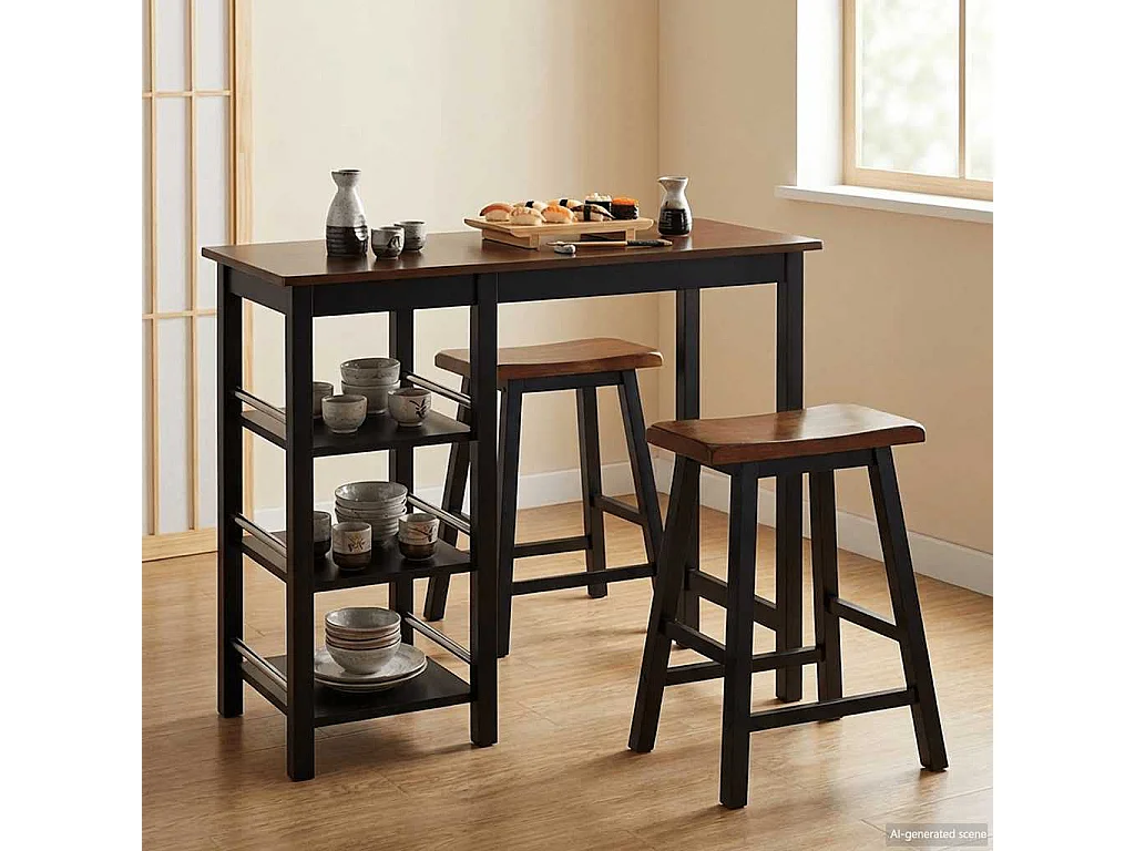 Set da Bar 3 pz in MDF Nero