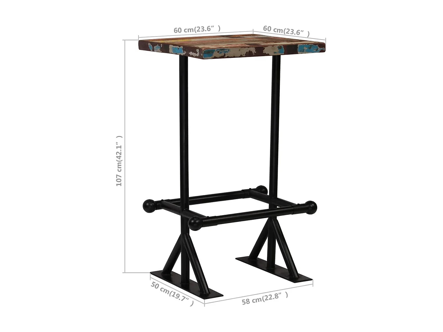 Bar-Set 3-tlg. Altholz Massiv Mehrfarbig