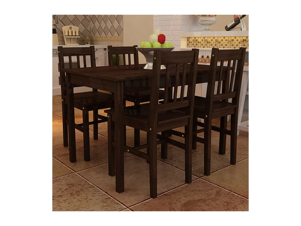 Table de salle à manger avec 4 chaises Marron