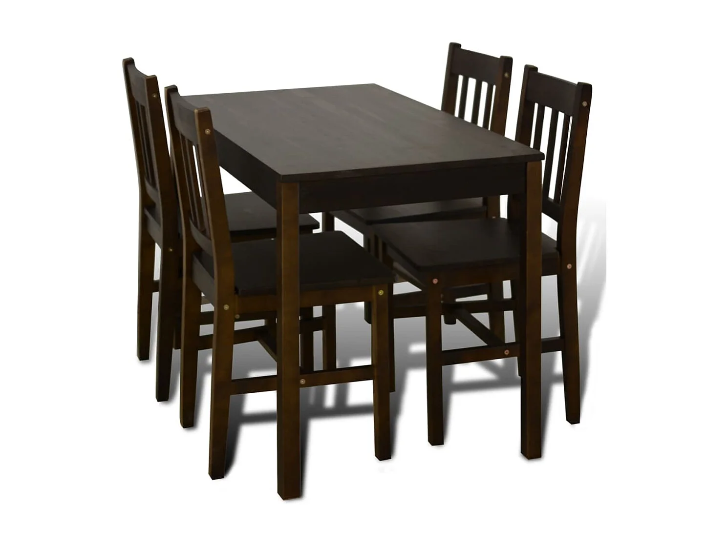 Eettafel met 4 stoelen hout bruin
