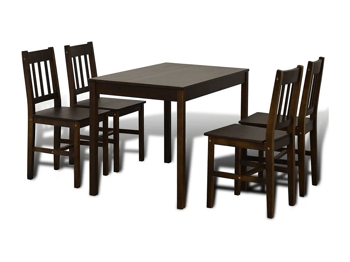 Eettafel met 4 stoelen hout bruin