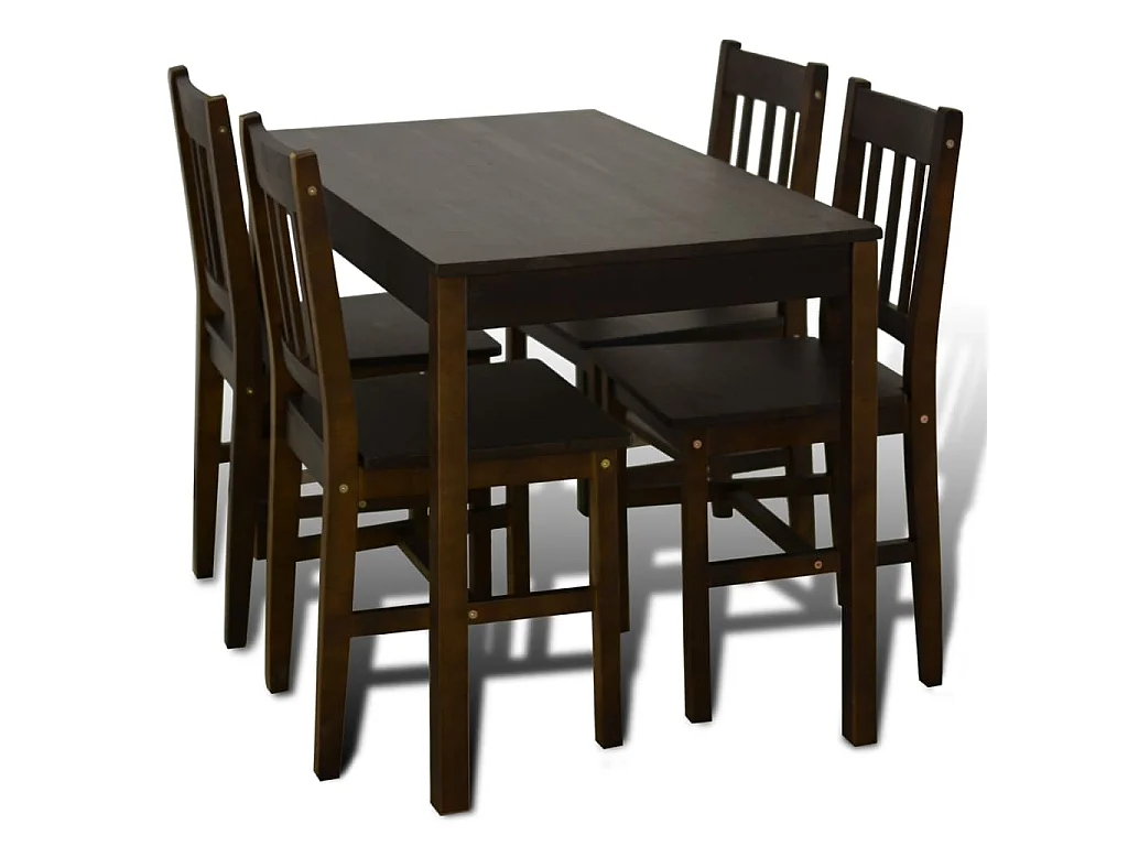 Eettafel met 4 stoelen hout bruin