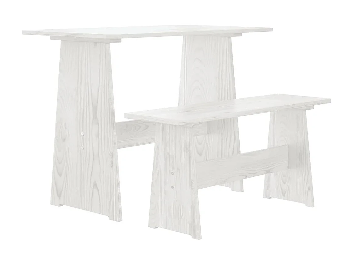 Set da Pranzo 3 pz REINE Bianco in Legno Massello di Pino