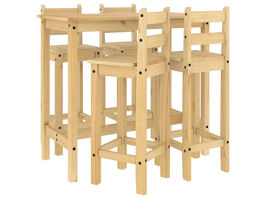 Ensemble de bar 5 pcs Bois de pin massif