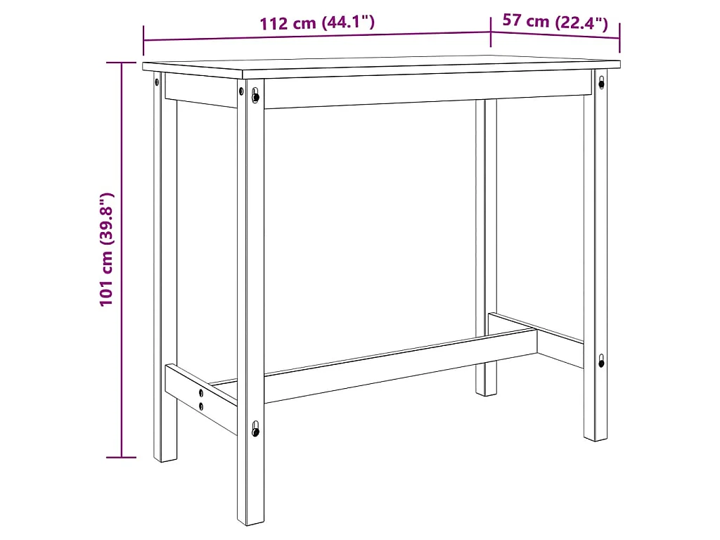 Ensemble de bar 5 pcs Bois de pin massif