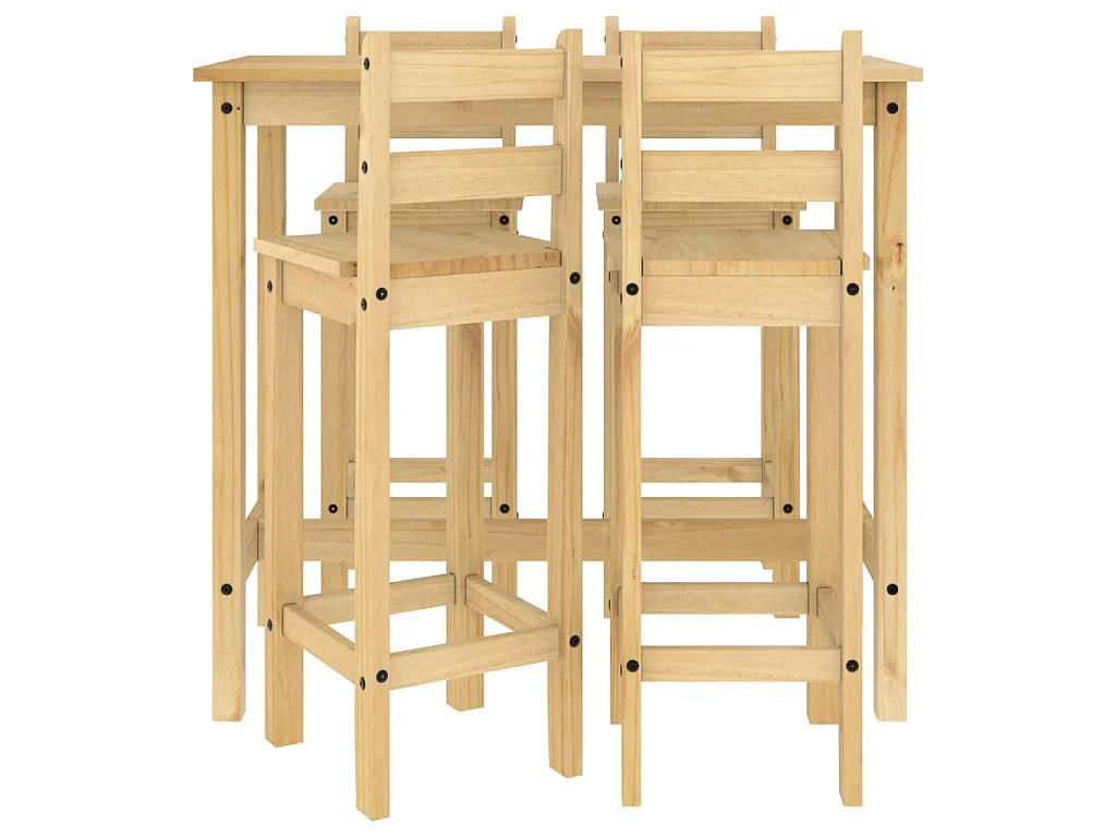 Ensemble de bar 5 pcs Bois de pin massif