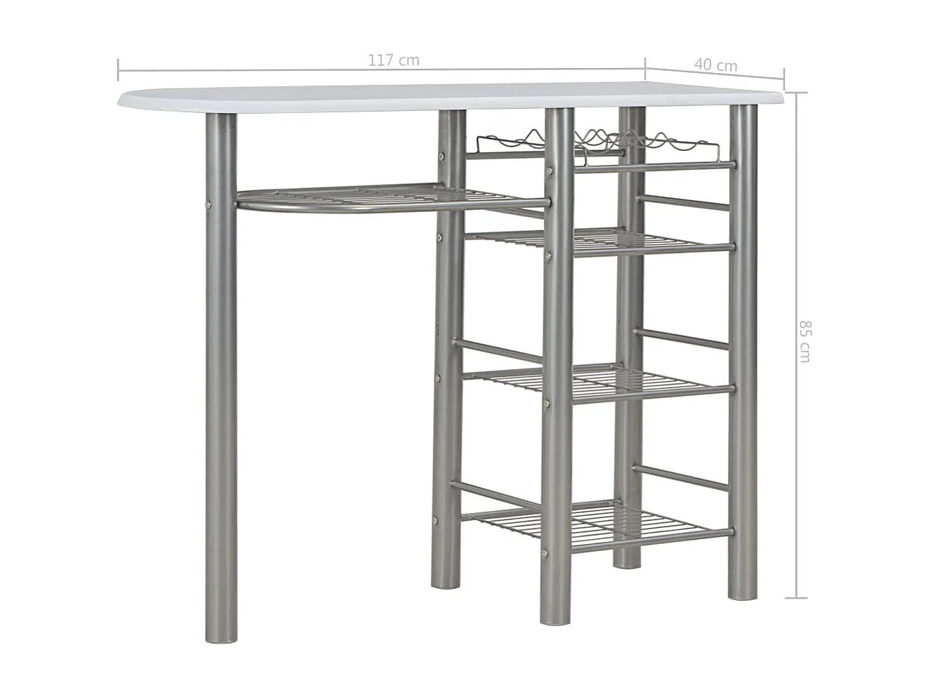 Ensemble de bar avec étagères 3 pcs Bois et acier Blanc