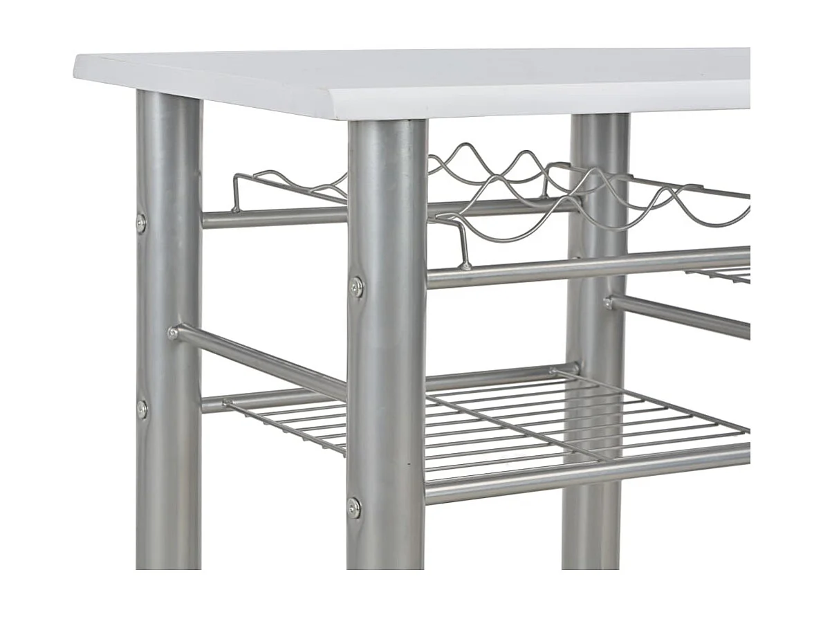 Ensemble de bar avec étagères 3 pcs Bois et acier Blanc