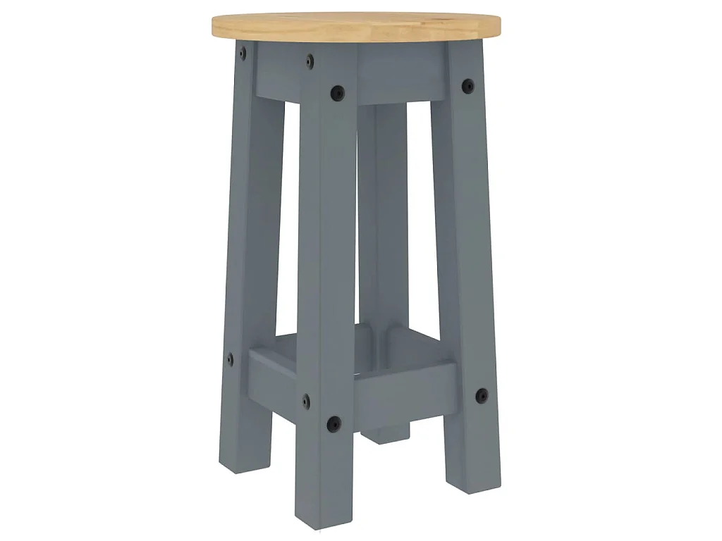 Tabourets de bar lot de 2 gris bois massif de pin